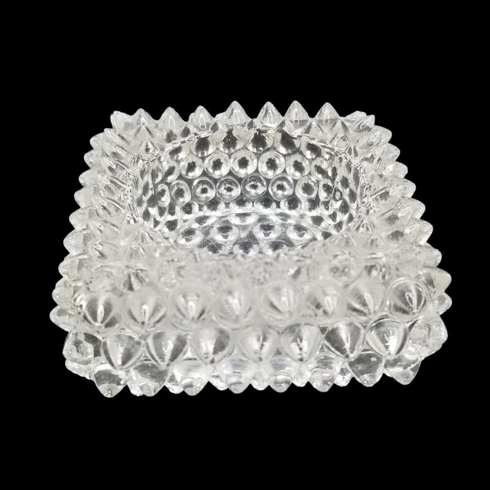 Vintage Fenton Salt Cellar Clear Hobnail Votive Holder  Decorative Bumpy